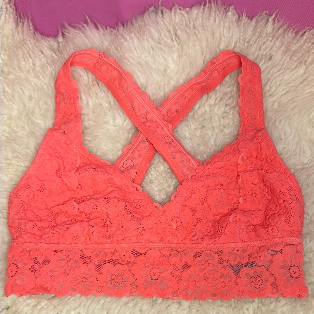 American Eagle Aerie Lace Bralette in Coral NWT Small